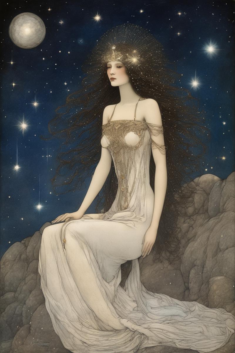 00123-3371793142-John Albert Bauer Style - The most gorgeous goddess of a young Hispanic woman, radiant and glowing, made of starlight and stardu.png